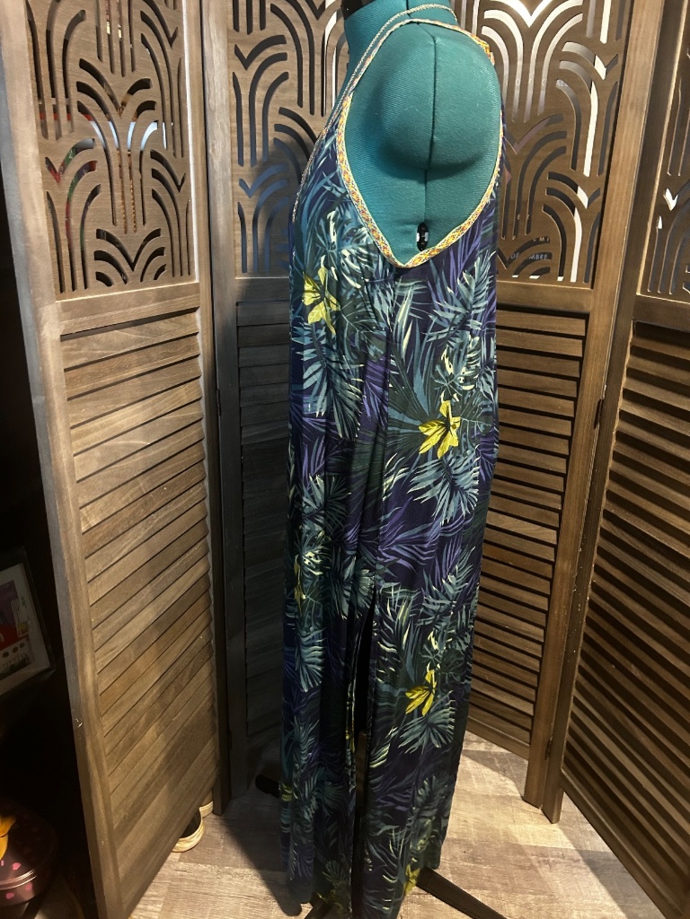 America & Beyond Tropical Maxi Dress Embroidered Trim Boho Festival - Picture 5 of 7